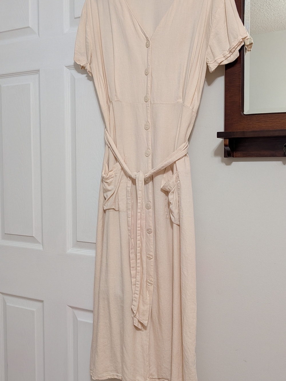 Joie Linen and Rayon Midi Dress with Tie Belt